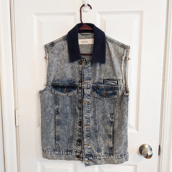 Topman | Blue Acid Wash Denim Gilet/Vest | S - Picture 2 of 3